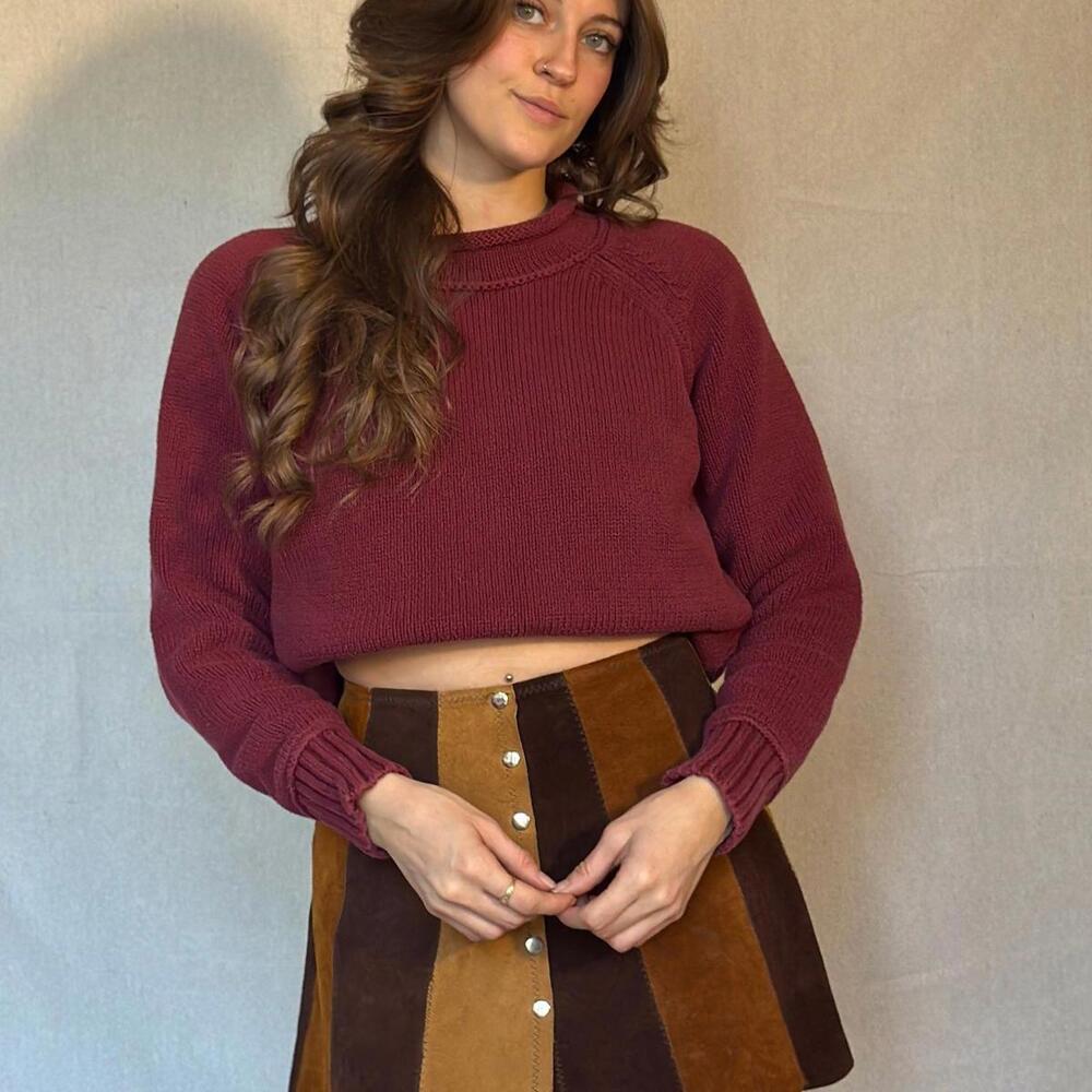 Boxy Burgundy LL Bean Cotton Sweater